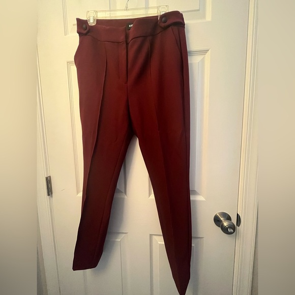 Express maroon/burgundy high rise skinny dress work pants size 12 - Picture 1 of 3